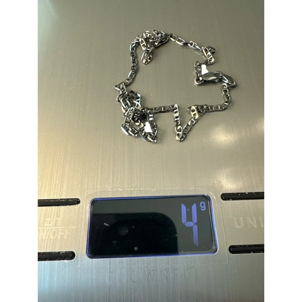 925 Italy‎ Dark Silver Mariner Chain Fancy Necklace 16